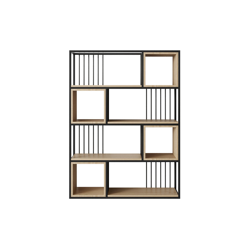 Modern Living Room Etagere Bookshelf Metal Frame Solid Wood Shelf Bookcase 47.2"L x 9.8"W x 63"H Black Clearhalo 'Bookcases' 'furn' 'furn_bookcases' 'Furniture' 'furniture_bookcases' 'Office Furniture' 4969549