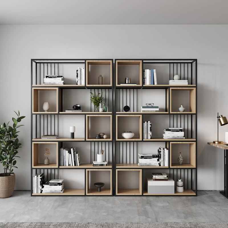 Modern Living Room Etagere Bookshelf Metal Frame Solid Wood Shelf Bookcase Clearhalo 'Bookcases' 'furn' 'furn_bookcases' 'Furniture' 'furniture_bookcases' 'Office Furniture' 4969550
