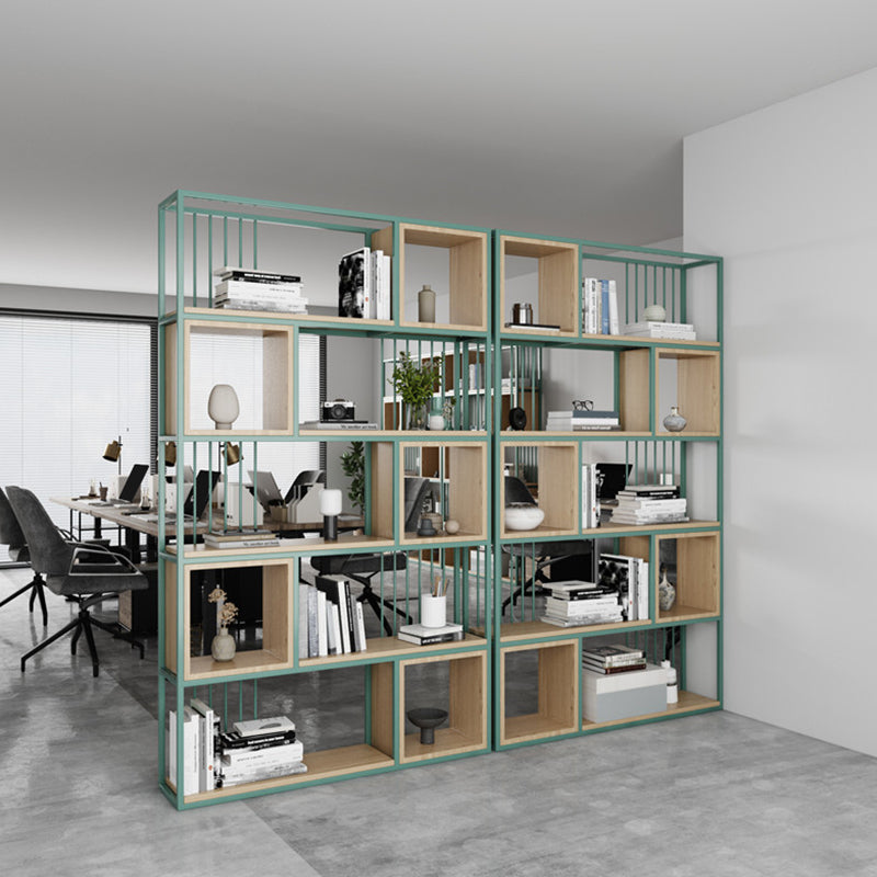 Modern Living Room Etagere Bookshelf Metal Frame Solid Wood Shelf Bookcase Clearhalo 'Bookcases' 'furn' 'furn_bookcases' 'Furniture' 'furniture_bookcases' 'Office Furniture' 4969555