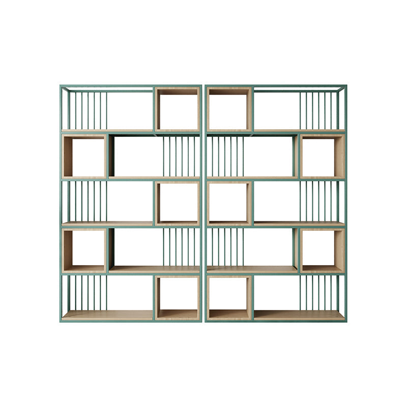 Modern Living Room Etagere Bookshelf Metal Frame Solid Wood Shelf Bookcase Clearhalo 'Bookcases' 'furn' 'furn_bookcases' 'Furniture' 'furniture_bookcases' 'Office Furniture' 4969557