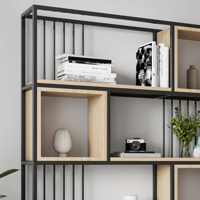 Modern Living Room Etagere Bookshelf Metal Frame Solid Wood Shelf Bookcase Clearhalo 'Bookcases' 'furn' 'furn_bookcases' 'Furniture' 'furniture_bookcases' 'Office Furniture' 4969558