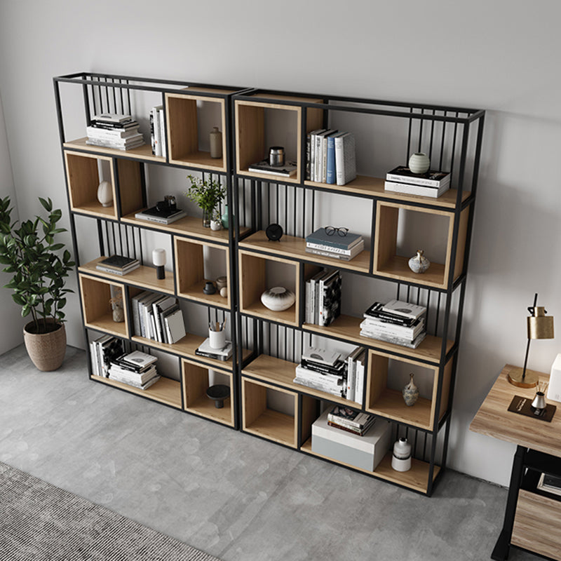 Modern Living Room Etagere Bookshelf Metal Frame Solid Wood Shelf Bookcase Clearhalo 'Bookcases' 'furn' 'furn_bookcases' 'Furniture' 'furniture_bookcases' 'Office Furniture' 4969566