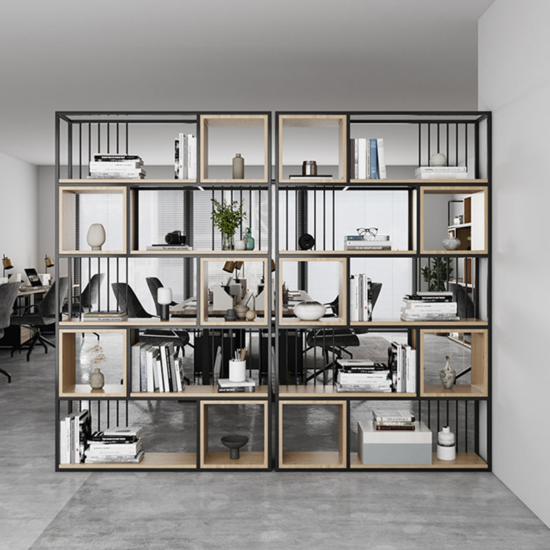 Modern Living Room Etagere Bookshelf Metal Frame Solid Wood Shelf Bookcase Clearhalo 'Bookcases' 'furn' 'furn_bookcases' 'Furniture' 'furniture_bookcases' 'Office Furniture' 4969570