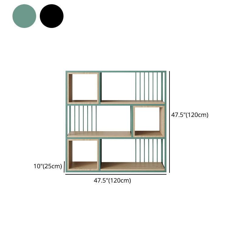Modern Living Room Etagere Bookshelf Metal Frame Solid Wood Shelf Bookcase Clearhalo 'Bookcases' 'furn' 'furn_bookcases' 'Furniture' 'furniture_bookcases' 'Office Furniture' 4969576