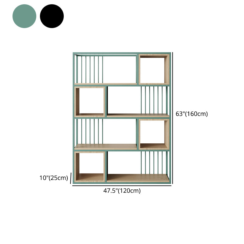 Modern Living Room Etagere Bookshelf Metal Frame Solid Wood Shelf Bookcase Clearhalo 'Bookcases' 'furn' 'furn_bookcases' 'Furniture' 'furniture_bookcases' 'Office Furniture' 4969577