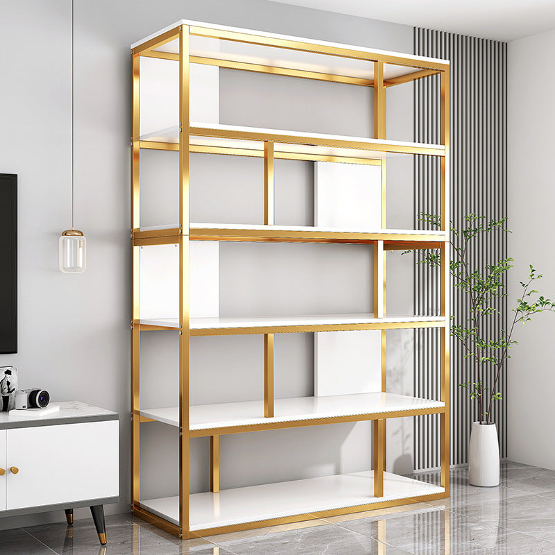 Vertical Metal Frame Etagere Bookshelf Manufactured Wood Shelf Bookcase for Living Room Clearhalo 'Bookcases' 'furn' 'furn_bookcases' 'Furniture' 'furniture_bookcases' 'Office Furniture' 4969579