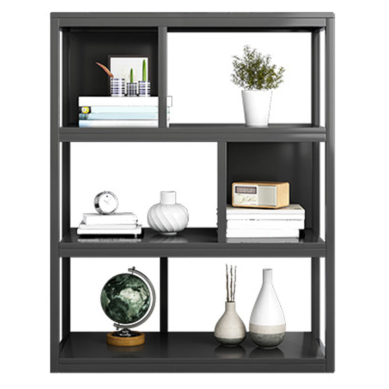 Vertical Metal Frame Etagere Bookshelf Manufactured Wood Shelf Bookcase for Living Room 15.7"L x 9.4"W x 42.5"H Black Clearhalo 'Bookcases' 'furn' 'furn_bookcases' 'Furniture' 'furniture_bookcases' 'Office Furniture' 4969580