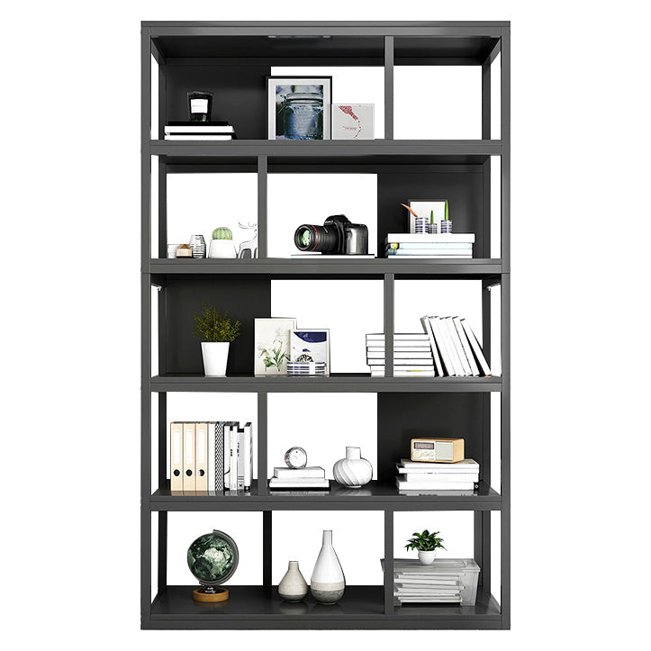 Vertical Metal Frame Etagere Bookshelf Manufactured Wood Shelf Bookcase for Living Room 31.5"L x 11.8"W x 69.9"H Black Clearhalo 'Bookcases' 'furn' 'furn_bookcases' 'Furniture' 'furniture_bookcases' 'Office Furniture' 4969583