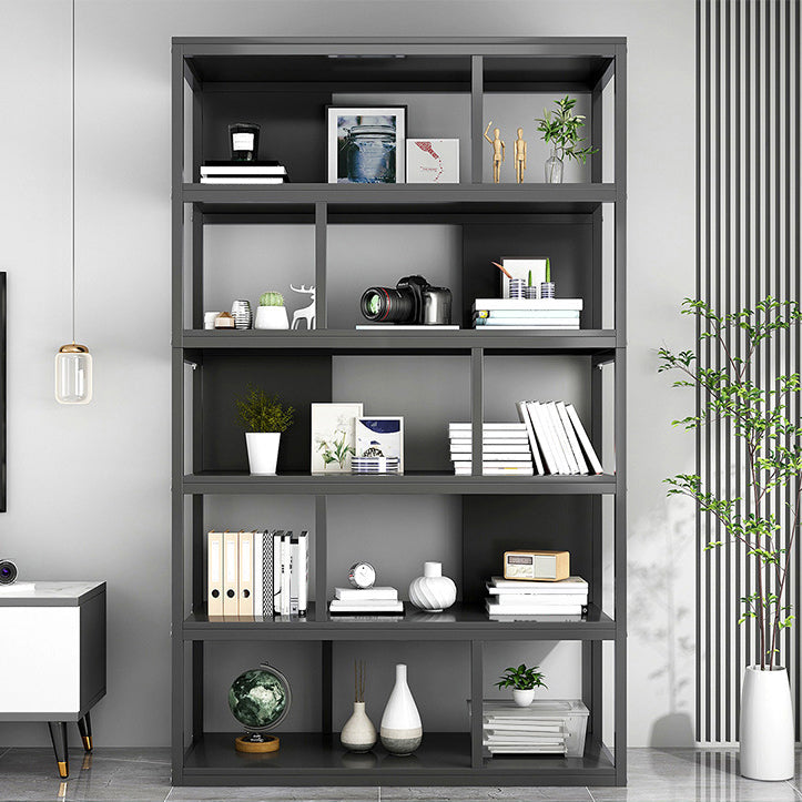 Vertical Metal Frame Etagere Bookshelf Manufactured Wood Shelf Bookcase for Living Room Clearhalo 'Bookcases' 'furn' 'furn_bookcases' 'Furniture' 'furniture_bookcases' 'Office Furniture' 4969584