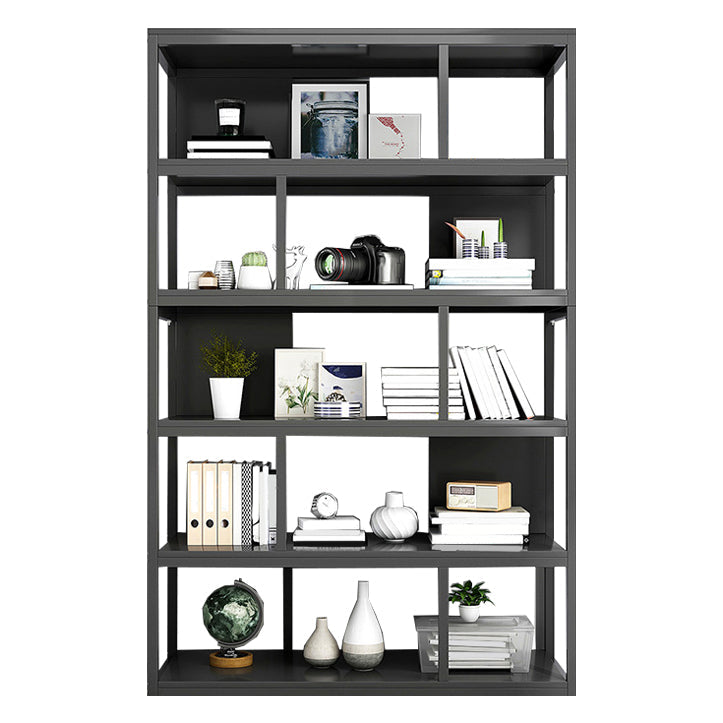 Vertical Metal Frame Etagere Bookshelf Manufactured Wood Shelf Bookcase for Living Room 39.4"L x 11.8"W x 69.7"H Black Clearhalo 'Bookcases' 'furn' 'furn_bookcases' 'Furniture' 'furniture_bookcases' 'Office Furniture' 4969586