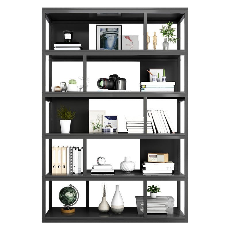 Vertical Metal Frame Etagere Bookshelf Manufactured Wood Shelf Bookcase for Living Room 47.2"L x 11.8"W x 69.7"H Black Clearhalo 'Bookcases' 'furn' 'furn_bookcases' 'Furniture' 'furniture_bookcases' 'Office Furniture' 4969588