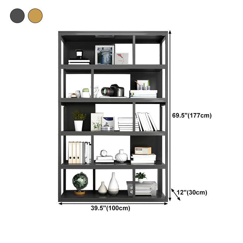 Vertical Metal Frame Etagere Bookshelf Manufactured Wood Shelf Bookcase for Living Room Clearhalo 'Bookcases' 'furn' 'furn_bookcases' 'Furniture' 'furniture_bookcases' 'Office Furniture' 4969604