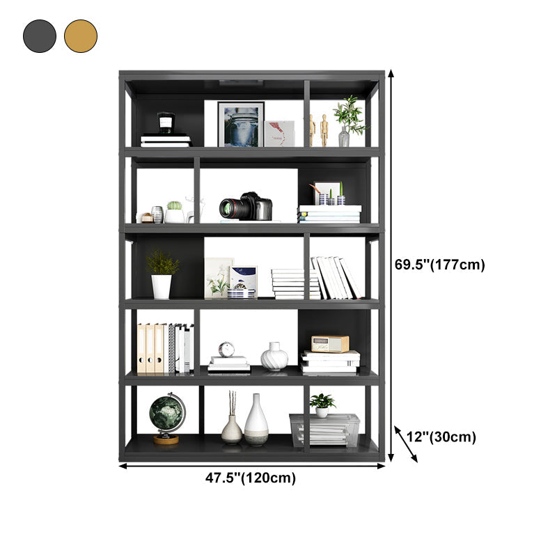 Vertical Metal Frame Etagere Bookshelf Manufactured Wood Shelf Bookcase for Living Room Clearhalo 'Bookcases' 'furn' 'furn_bookcases' 'Furniture' 'furniture_bookcases' 'Office Furniture' 4969605