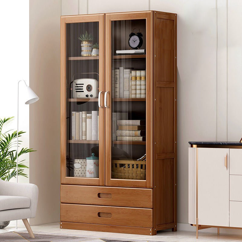 Manufactured Wood Standard Bookshelf Brown Vertical Bookcase with Door and Drawer Clearhalo 'Bookcases' 'furn' 'furn_bookcases' 'Furniture' 'furniture_bookcases' 'Office Furniture' 4969646