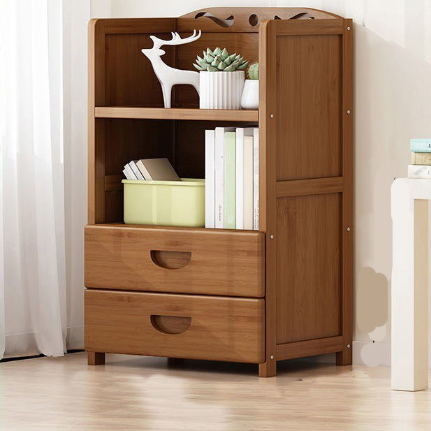 Manufactured Wood Standard Bookshelf Brown Vertical Bookcase with Door and Drawer 19.7"L x 9.8"W x 31.5"H Drawers Clearhalo 'Bookcases' 'furn' 'furn_bookcases' 'Furniture' 'furniture_bookcases' 'Office Furniture' 4969647