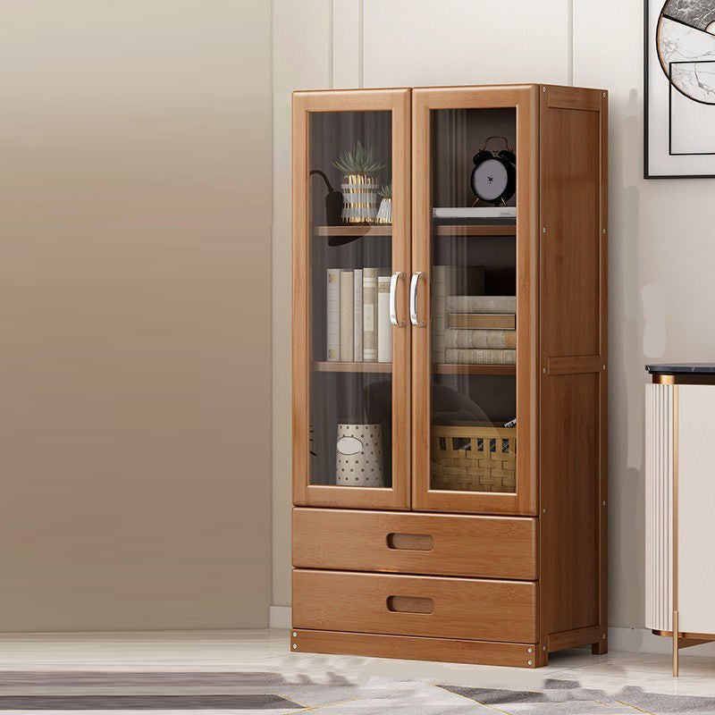 Manufactured Wood Standard Bookshelf Brown Vertical Bookcase with Door and Drawer 23.6"L x 11.8"W x 51.2"H Cabinets Clearhalo 'Bookcases' 'furn' 'furn_bookcases' 'Furniture' 'furniture_bookcases' 'Office Furniture' 4969652