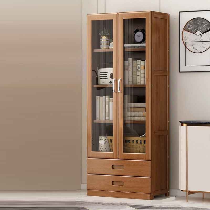 Manufactured Wood Standard Bookshelf Brown Vertical Bookcase with Door and Drawer 23.6"L x 11.8"W x 63"H Cabinets Clearhalo 'Bookcases' 'furn' 'furn_bookcases' 'Furniture' 'furniture_bookcases' 'Office Furniture' 4969661