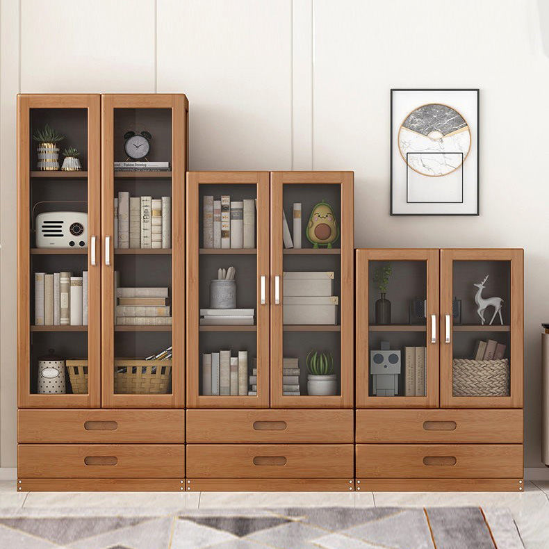 Manufactured Wood Standard Bookshelf Brown Vertical Bookcase with Door and Drawer Clearhalo 'Bookcases' 'furn' 'furn_bookcases' 'Furniture' 'furniture_bookcases' 'Office Furniture' 4969665