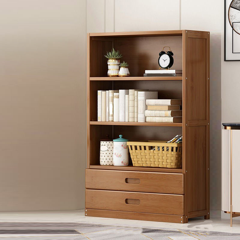 Manufactured Wood Standard Bookshelf Brown Vertical Bookcase with Door and Drawer 31.5"L x 11.8"W x 51.2"H Drawers Clearhalo 'Bookcases' 'furn' 'furn_bookcases' 'Furniture' 'furniture_bookcases' 'Office Furniture' 4969669