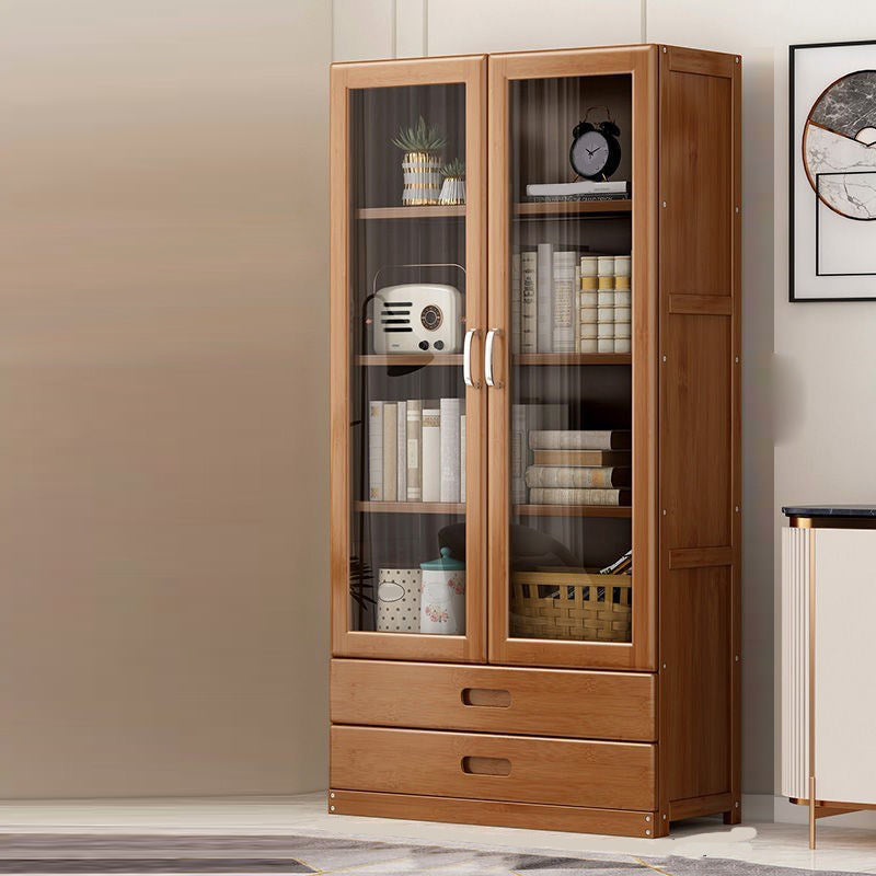 Manufactured Wood Standard Bookshelf Brown Vertical Bookcase with Door and Drawer 31.5"L x 11.8"W x 63"H Cabinets Clearhalo 'Bookcases' 'furn' 'furn_bookcases' 'Furniture' 'furniture_bookcases' 'Office Furniture' 4969674