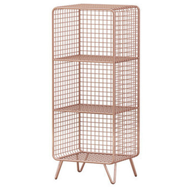 Modern Style Bookcase Standard Closed Back Metal Bookshelf for Home 14"L x 12"W x 35"H Rose Gold Clearhalo 'Bookcases' 'furn' 'furn_bookcases' 'Furniture' 'furniture_bookcases' 'Office Furniture' 4969699