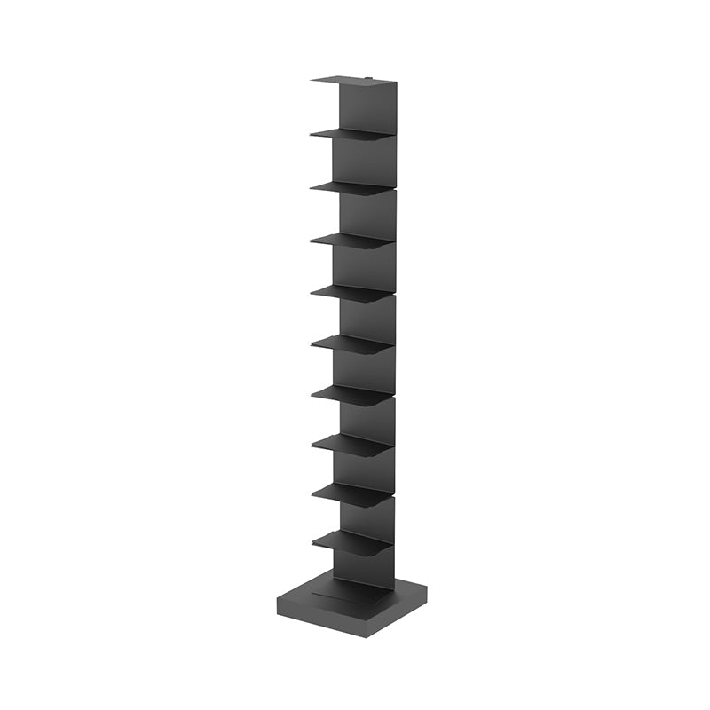 Modern Style Bookshelf Vertical Metal Closed Back Bookcase for Home 14.2"L x 14.2"W x 70.1"H Black Clearhalo 'Bookcases' 'furn' 'furn_bookcases' 'Furniture' 'furniture_bookcases' 'Office Furniture' 4969731