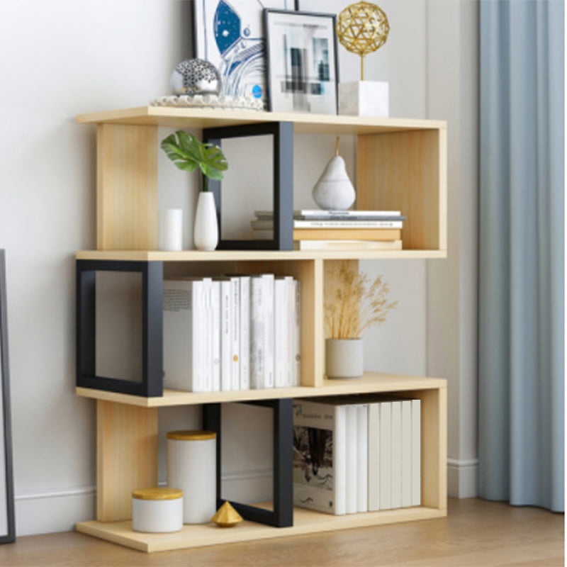 Wood Standard Bookcase Contemporary Style Open Back Bookshelf for Home Office Natural 23.6"L x 9.4"W x 37.8"H Clearhalo 'Bookcases' 'Furniture' 'furniture_bookcases' 'Office Furniture' 4970454