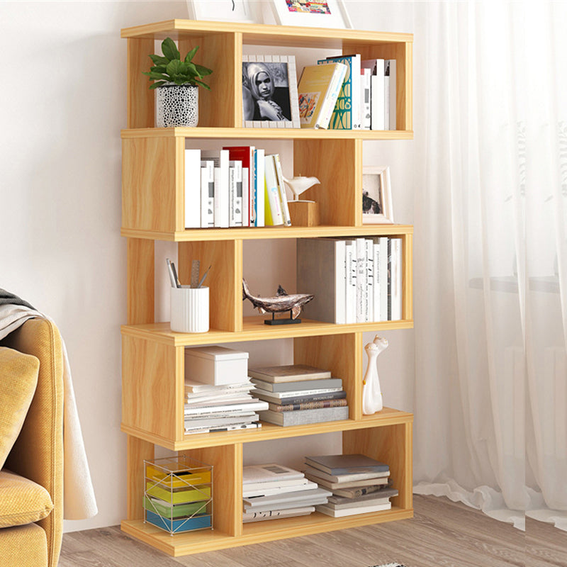 Wood Standard Bookcase Contemporary Style Open Back Bookshelf for Home Office Natural 23.6"L x 7.9"W x 62.2"H Clearhalo 'Bookcases' 'Furniture' 'furniture_bookcases' 'Office Furniture' 4970466