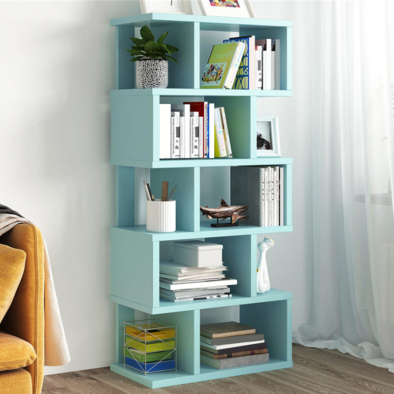 Wood Standard Bookcase Contemporary Style Open Back Bookshelf for Home Office Green 23.6"L x 7.9"W x 62.2"H Clearhalo 'Bookcases' 'Furniture' 'furniture_bookcases' 'Office Furniture' 4970473