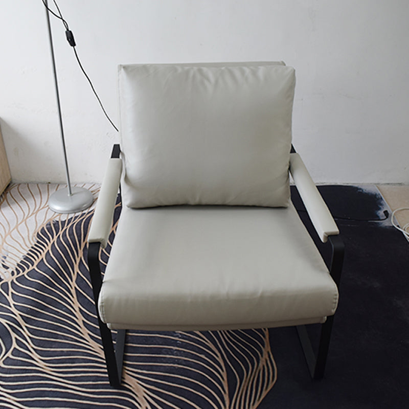 Bonded Leather/Linen Arm Chair 27.5 "L x 34.2"W x 31.4"H Arms Included Chair White Black Clearhalo 'Accent Chairs' 'accent_chairs' 'Chairs & Seating' 'furn' 'furn_accent_chairs' 'Furniture' 'furniture_accent_chairs' 'Living Room Furniture' 4970548