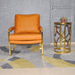Bonded Leather/Linen Arm Chair 27.5 "L x 34.2"W x 31.4"H Arms Included Chair Orange Gold Clearhalo 'Accent Chairs' 'accent_chairs' 'Chairs & Seating' 'furn' 'furn_accent_chairs' 'Furniture' 'furniture_accent_chairs' 'Living Room Furniture' 4970550