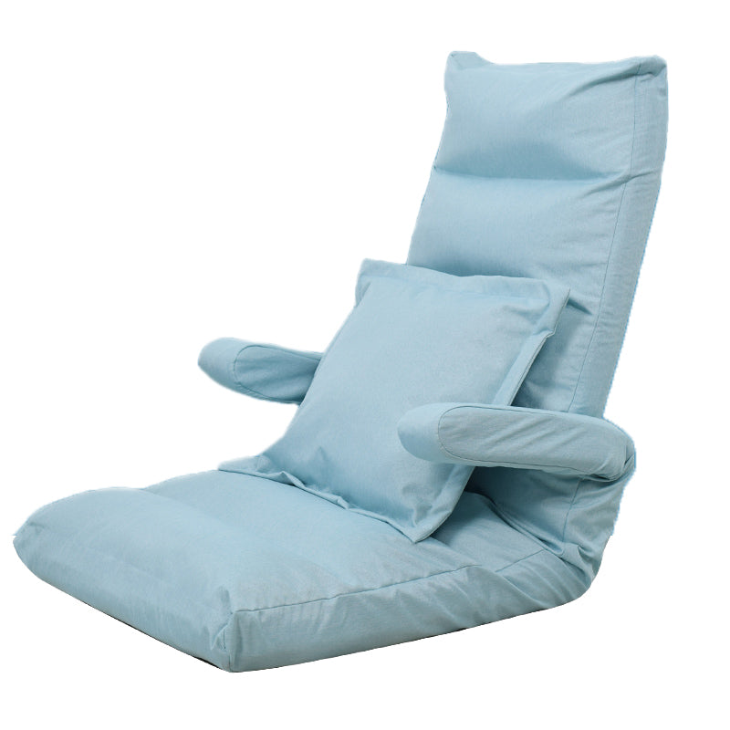 Faux Leather/Linen Chair 20.8 "L x 21.6"W x 25.9"H Convertible Chair Blue Clearhalo 'Accent Chairs' 'accent_chairs' 'Chairs & Seating' 'furn' 'furn_accent_chairs' 'Furniture' 'furniture_accent_chairs' 'Living Room Furniture' 4970561