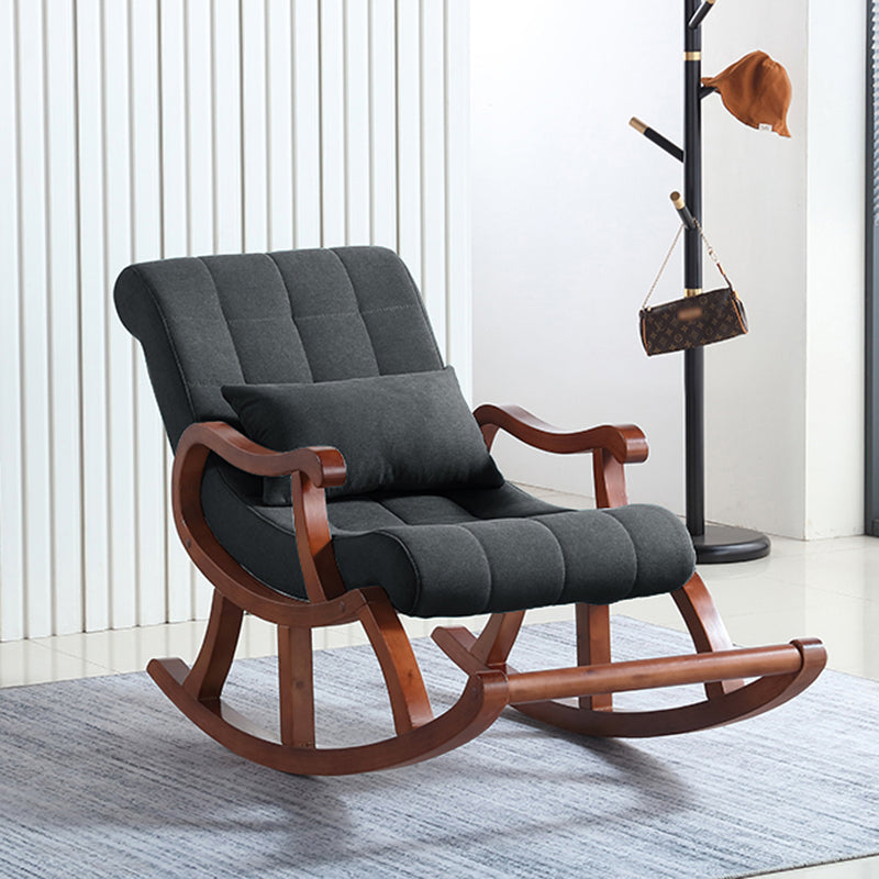 26.37" L x 49.21" W x 35.03" H Lounge Chair Solid Wood Accent Chair for Living Room Dark Gray Clearhalo 'Accent Chairs' 'accent_chairs' 'Chairs & Seating' 'furn' 'furn_accent_chairs' 'Furniture' 'furniture_accent_chairs' 'Living Room Furniture' 4970592
