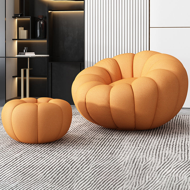 Faux Leather/Faux Fur Chair 37.4" L x 37.4" W x 25.6" H Convertible Chair Faux Leather Orange With Ottoman Clearhalo 'Accent Chairs' 'accent_chairs' 'Chairs & Seating' 'furn' 'furn_accent_chairs' 'Furniture' 'furniture_accent_chairs' 'Living Room Furniture' 4970603