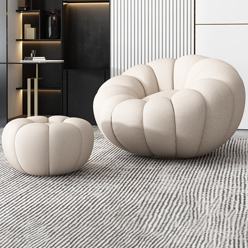 Faux Leather/Faux Fur Chair 37.4" L x 37.4" W x 25.6" H Convertible Chair Faux Leather White With Ottoman Clearhalo 'Accent Chairs' 'accent_chairs' 'Chairs & Seating' 'furn' 'furn_accent_chairs' 'Furniture' 'furniture_accent_chairs' 'Living Room Furniture' 4970604