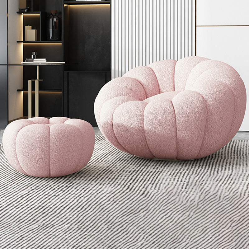 Faux Leather/Faux Fur Chair 37.4" L x 37.4" W x 25.6" H Convertible Chair Wool Pink With Ottoman Clearhalo 'Accent Chairs' 'accent_chairs' 'Chairs & Seating' 'furn' 'furn_accent_chairs' 'Furniture' 'furniture_accent_chairs' 'Living Room Furniture' 4970607