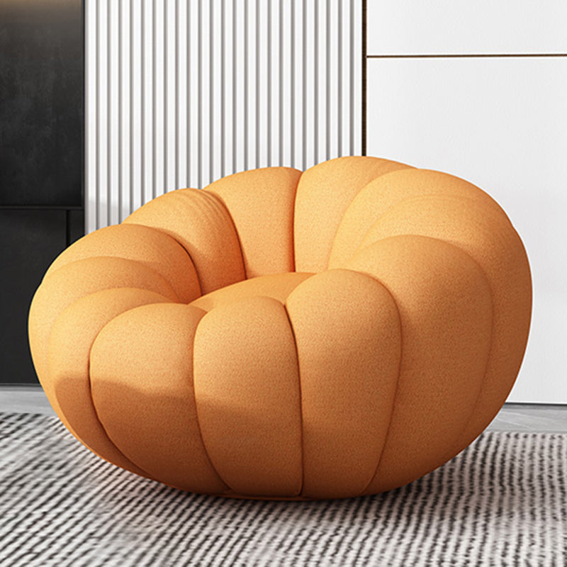 Faux Leather/Faux Fur Chair 37.4" L x 37.4" W x 25.6" H Convertible Chair Faux Leather Orange Without Ottoman Clearhalo 'Accent Chairs' 'accent_chairs' 'Chairs & Seating' 'furn' 'furn_accent_chairs' 'Furniture' 'furniture_accent_chairs' 'Living Room Furniture' 4970609