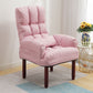 24.80" L x 25.59" W x 37.79" H Linen Convertible Chair Four-Leg Solid Wood Accent Chair Pink Clearhalo 'Accent Chairs' 'accent_chairs' 'Chairs & Seating' 'furn' 'furn_accent_chairs' 'Furniture' 'furniture_accent_chairs' 'Living Room Furniture' 4970621