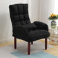 24.80" L x 25.59" W x 37.79" H Linen Convertible Chair Four-Leg Solid Wood Accent Chair Black Clearhalo 'Accent Chairs' 'accent_chairs' 'Chairs & Seating' 'furn' 'furn_accent_chairs' 'Furniture' 'furniture_accent_chairs' 'Living Room Furniture' 4970622