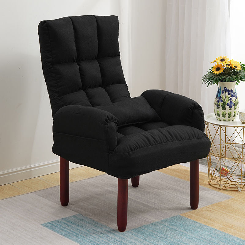 24.80" L x 25.59" W x 37.79" H Linen Convertible Chair Four-Leg Solid Wood Accent Chair Black Clearhalo 'Accent Chairs' 'accent_chairs' 'Chairs & Seating' 'furn' 'furn_accent_chairs' 'Furniture' 'furniture_accent_chairs' 'Living Room Furniture' 4970622