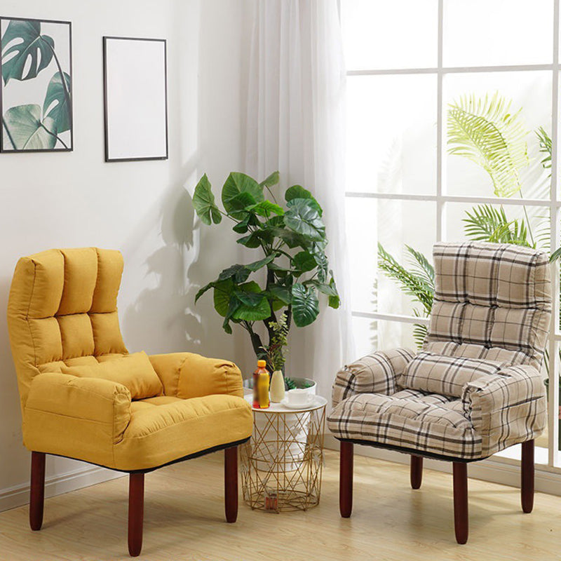 24.80" L x 25.59" W x 37.79" H Linen Convertible Chair Four-Leg Solid Wood Accent Chair Clearhalo 'Accent Chairs' 'accent_chairs' 'Chairs & Seating' 'furn' 'furn_accent_chairs' 'Furniture' 'furniture_accent_chairs' 'Living Room Furniture' 4970623