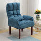 24.80" L x 25.59" W x 37.79" H Linen Convertible Chair Four-Leg Solid Wood Accent Chair Blue Clearhalo 'Accent Chairs' 'accent_chairs' 'Chairs & Seating' 'furn' 'furn_accent_chairs' 'Furniture' 'furniture_accent_chairs' 'Living Room Furniture' 4970625