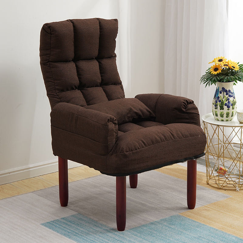 24.80" L x 25.59" W x 37.79" H Linen Convertible Chair Four-Leg Solid Wood Accent Chair Coffee Clearhalo 'Accent Chairs' 'accent_chairs' 'Chairs & Seating' 'furn' 'furn_accent_chairs' 'Furniture' 'furniture_accent_chairs' 'Living Room Furniture' 4970630