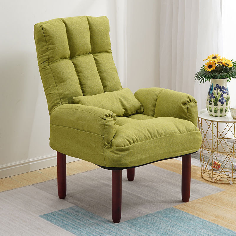 24.80" L x 25.59" W x 37.79" H Linen Convertible Chair Four-Leg Solid Wood Accent Chair Fruit Green Clearhalo 'Accent Chairs' 'accent_chairs' 'Chairs & Seating' 'furn' 'furn_accent_chairs' 'Furniture' 'furniture_accent_chairs' 'Living Room Furniture' 4970632