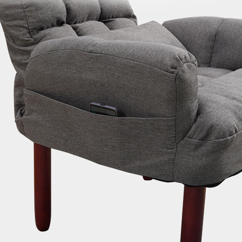 24.80" L x 25.59" W x 37.79" H Linen Convertible Chair Four-Leg Solid Wood Accent Chair Clearhalo 'Accent Chairs' 'accent_chairs' 'Chairs & Seating' 'furn' 'furn_accent_chairs' 'Furniture' 'furniture_accent_chairs' 'Living Room Furniture' 4970633