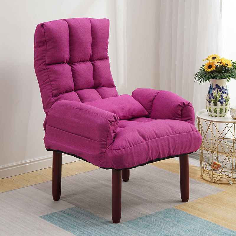 24.80" L x 25.59" W x 37.79" H Linen Convertible Chair Four-Leg Solid Wood Accent Chair Rose Pink Clearhalo 'Accent Chairs' 'accent_chairs' 'Chairs & Seating' 'furn' 'furn_accent_chairs' 'Furniture' 'furniture_accent_chairs' 'Living Room Furniture' 4970634
