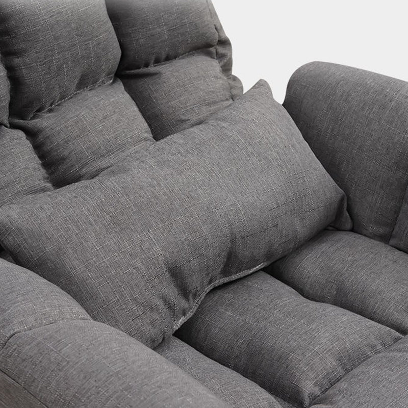 24.80" L x 25.59" W x 37.79" H Linen Convertible Chair Four-Leg Solid Wood Accent Chair Clearhalo 'Accent Chairs' 'accent_chairs' 'Chairs & Seating' 'furn' 'furn_accent_chairs' 'Furniture' 'furniture_accent_chairs' 'Living Room Furniture' 4970635