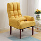 24.80" L x 25.59" W x 37.79" H Linen Convertible Chair Four-Leg Solid Wood Accent Chair Yellow Clearhalo 'Accent Chairs' 'accent_chairs' 'Chairs & Seating' 'furn' 'furn_accent_chairs' 'Furniture' 'furniture_accent_chairs' 'Living Room Furniture' 4970637