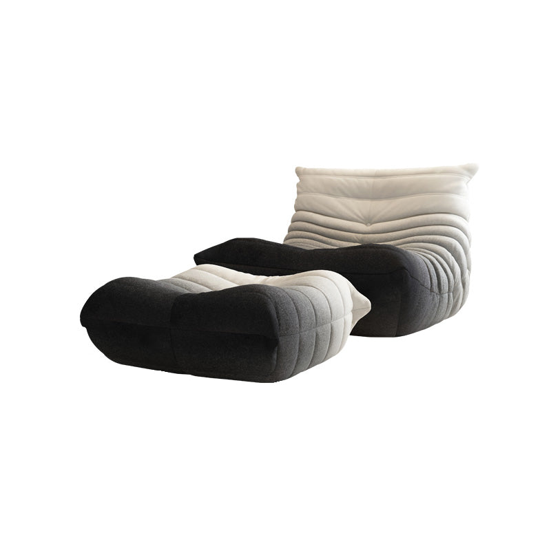 Fabric/Faux Leather Chair 33.4" L x 43.3" W x 30.3 " H Armless Chair for Living Room Black White Clearhalo 'Accent Chairs' 'accent_chairs' 'Chairs & Seating' 'furn' 'furn_accent_chairs' 'Furniture' 'furniture_accent_chairs' 'Living Room Furniture' 4970657