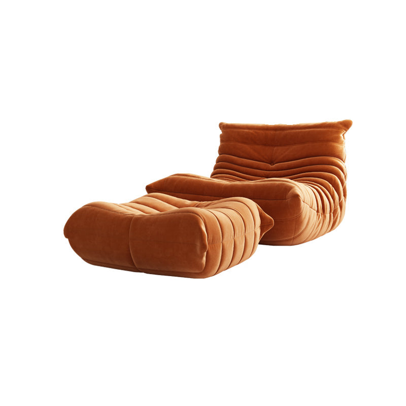 Fabric/Faux Leather Chair 33.4" L x 43.3" W x 30.3 " H Armless Chair for Living Room Tangerine Clearhalo 'Accent Chairs' 'accent_chairs' 'Chairs & Seating' 'furn' 'furn_accent_chairs' 'Furniture' 'furniture_accent_chairs' 'Living Room Furniture' 4970662